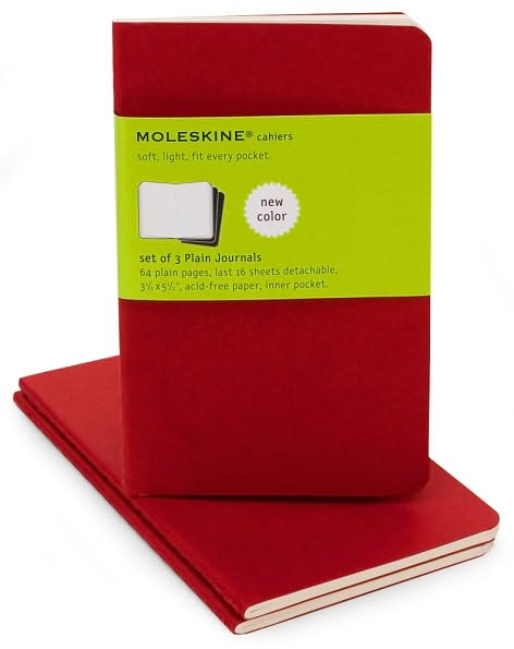 Moleskine Cahier Journal (Set of 3), Pocket, Plain, Cranberry Red, Soft Cover (3.5 x 5.5)