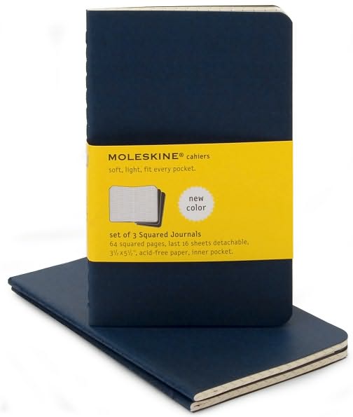 Moleskine Cahier Navy Blue Pocket Squared Journal, Set of 3