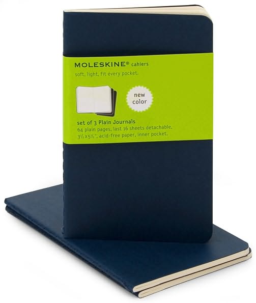 Moleskine Cahier Navy Blue Pocket Plain Journal, Set of 3