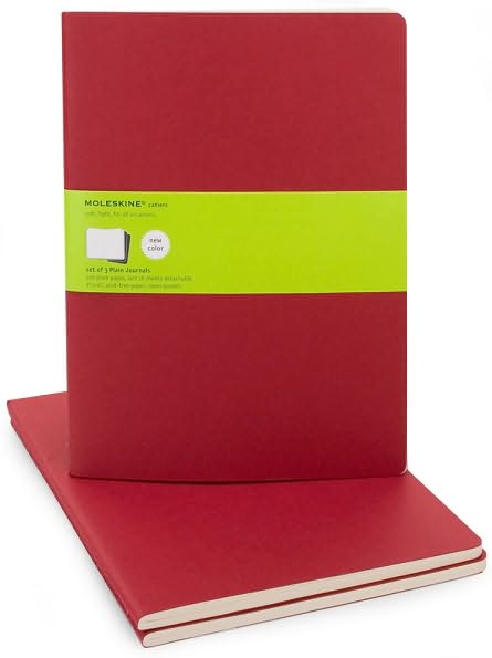 Moleskine Cahier Red Extra Large Plain Journal, Set of 3