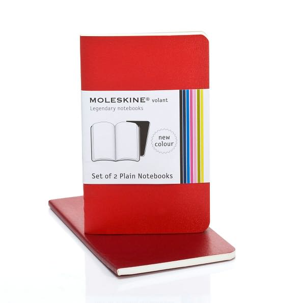 Moleskine Volant Extra Small Plain Notebook, Scarlet/Bordeaux Red Set of 2