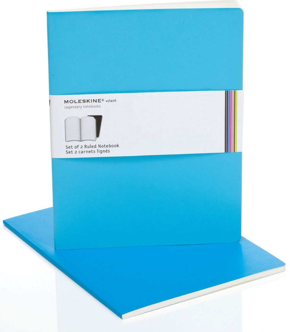 Moleskine Volant Extra Large Ruled Notebook, Manganese/Cerulean Blue Set of 2