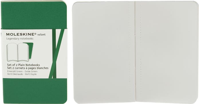 Moleskine Volant Notebook (Set of 2 ), Extra Small, Plain, Emerald Green, Oxide Green, Soft Cover (2.5 x 4)