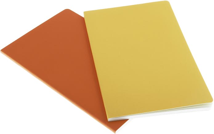 Moleskine Volant Notebook (Set of 2 ), Large, Plain, Orange Yellow, Cadmium Orange, Soft Cover (5 x 8.25)