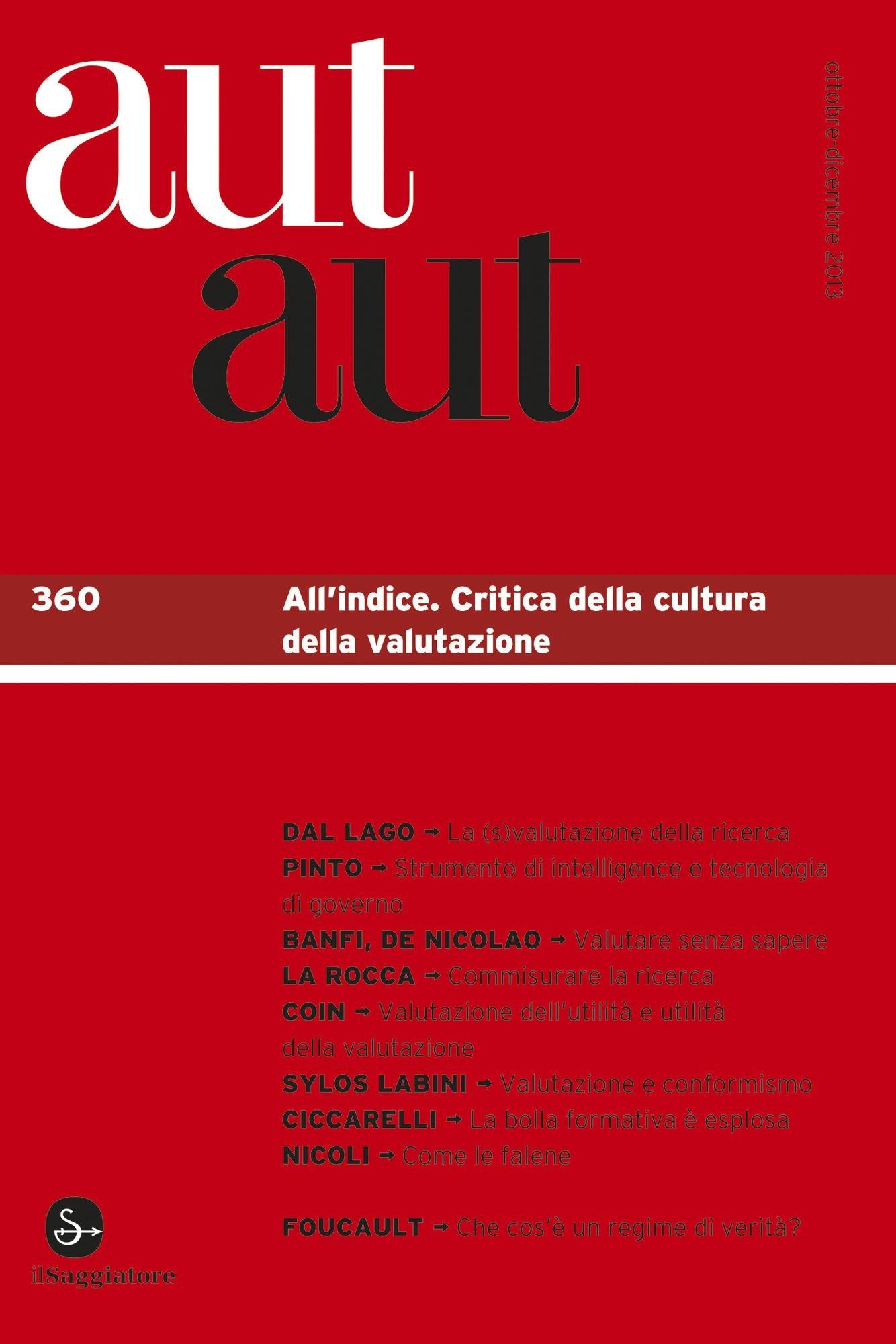 Aut Aut 360. All'indice. Critica della cultura della valutazione