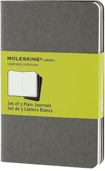 Moleskine Cahier Journal (Set of 3), Pocket, Plain, Pebble Grey, Soft Cover (3.5 x 5.5)