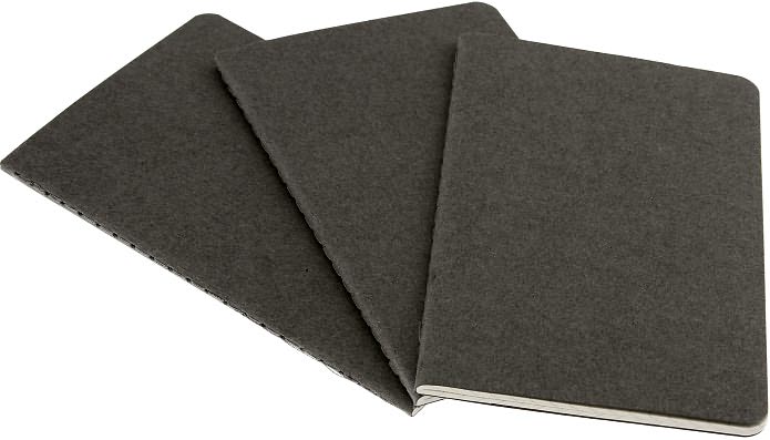 Moleskine Cahier Journal (Set of 3), Large, Plain, Pebble Grey, Soft Cover (5 x