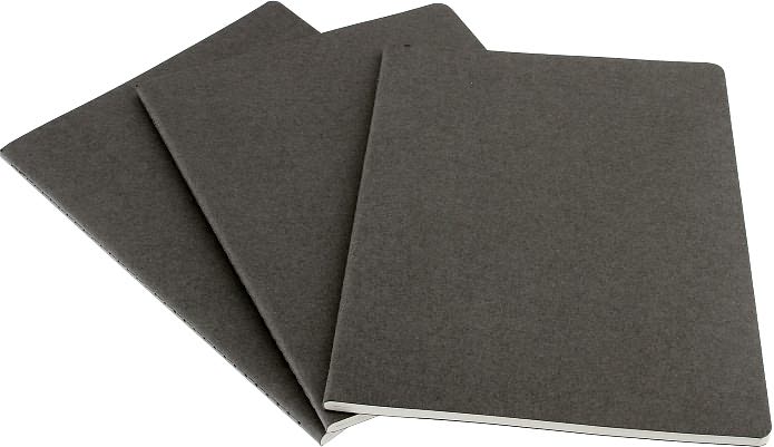 Moleskine Cahier Journal (Set of 3), Extra Large, Plain, Pebble Grey, Soft Cover