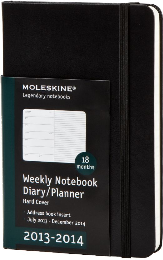 2014 18 Month Planner - Weekly Notebook - Large - Black - Hard Cover