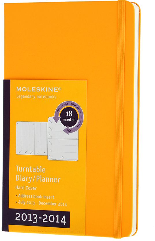 2014 18 Month Planner - Weekly - Turntable - Large - Orange Yellow - Hard Cover