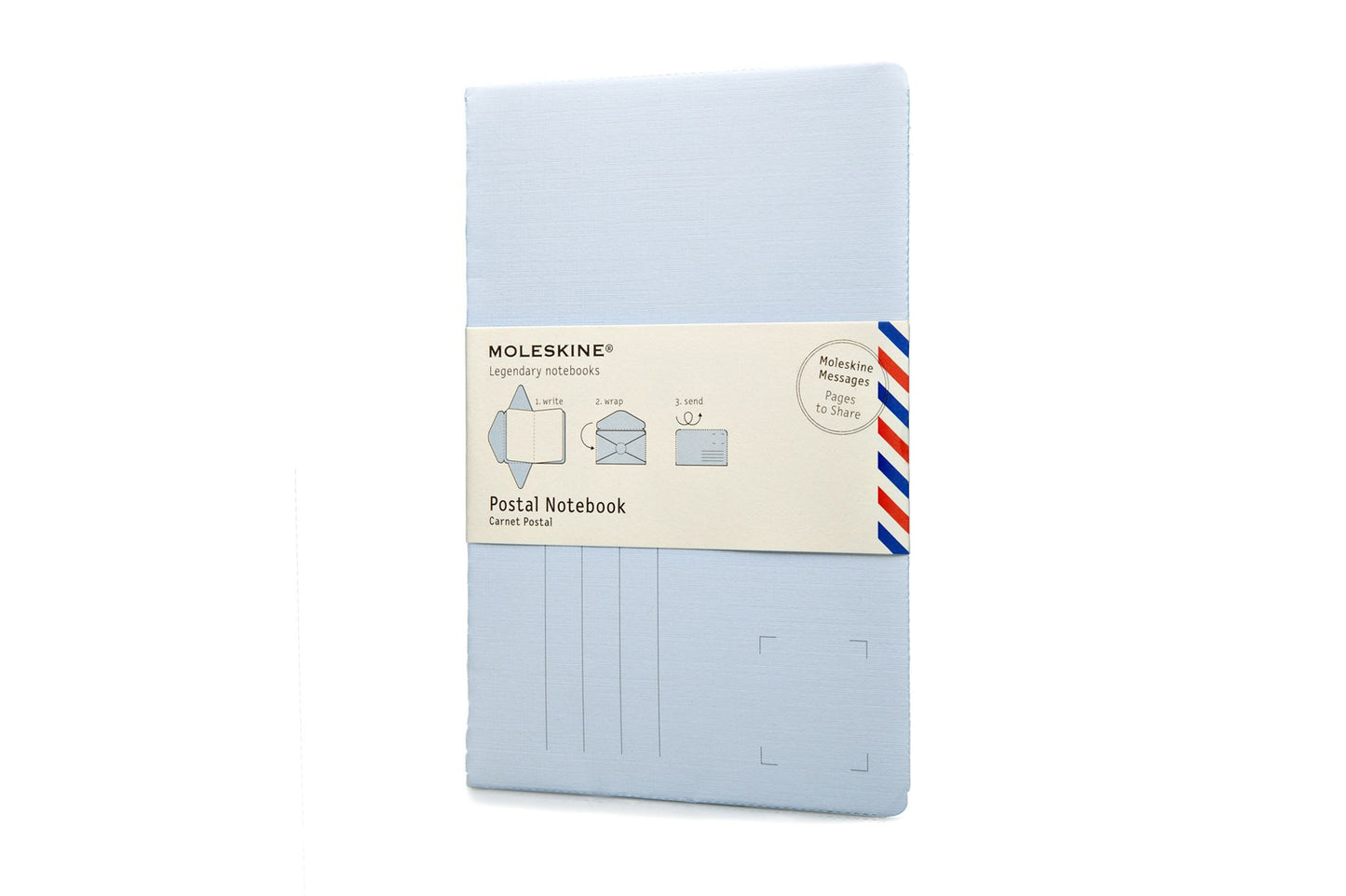 Moleskine Messages Postal Notebook, Large, Plain, Iris Blue, Soft Cover (4.5 x 6.75)