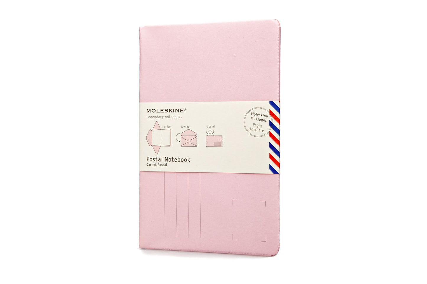 Moleskine Messages Postal Notebook, Large, Plain, Peach Blossom Pink, Soft Cover (4.5 x 6.75)