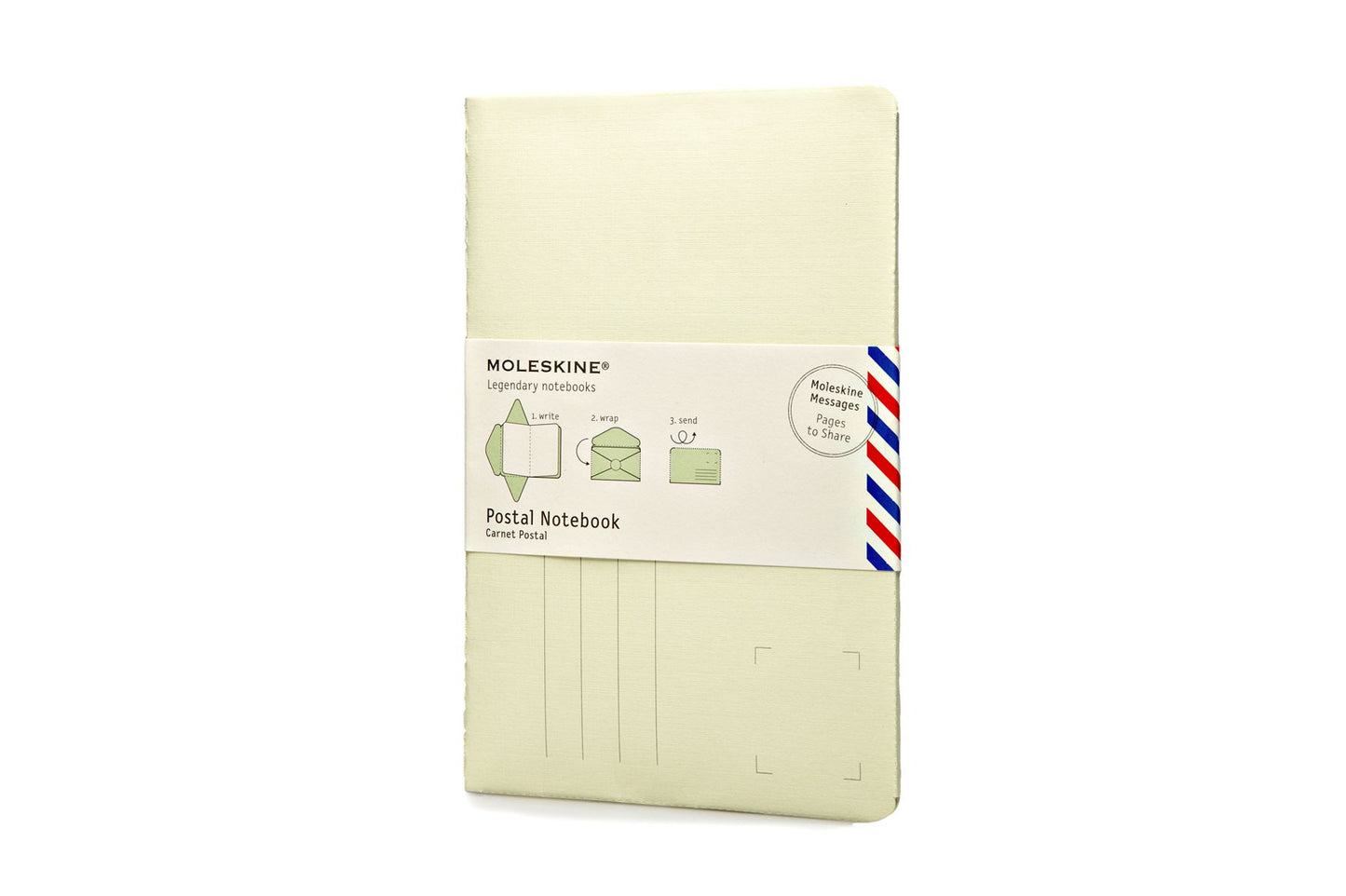 Moleskine Messages Postal Notebook, Large, Plain, Tea Green, Soft Cover (4.5 x 6.75)