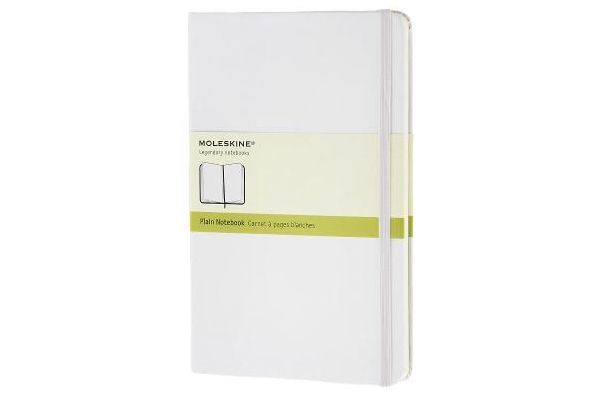 Moleskine Classic Notebook, Large, Plain, White, Hard Cover (5 x 8.25)