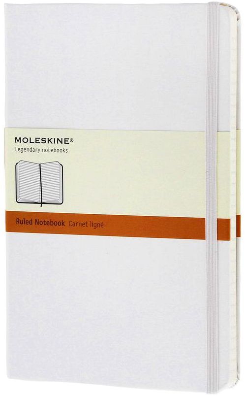 Moleskine Classic Notebook, Large, Ruled, White, Hard Cover (5 x 8.25)
