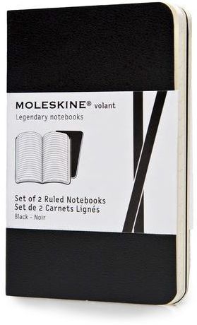Moleskine Volant Notebook (Set of 2 ), Extra Small, Ruled, Black, Soft Cover (2.5 X 4)