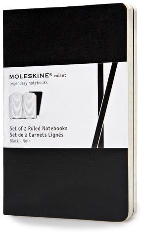 Moleskine Volant Black Pocket Ruled Notebook, Set of 2