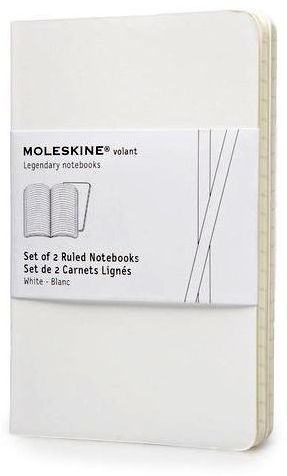 Moleskine Volant White Pocket Ruled Notebook, Set of 2
