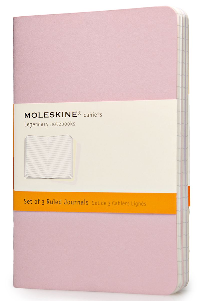Moleskine Cahier Journal (Set of 3), Pocket, Ruled, Persian Lilac, Frangipane Yellow, Peach Blossom Pink, Soft Cover (3.5 X 5.5)