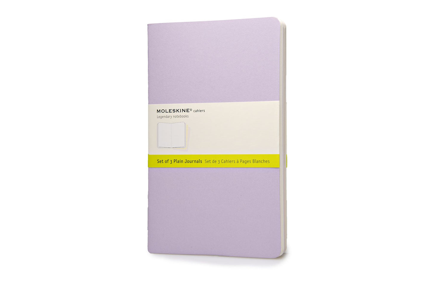 Moleskine Cahier Journal (Set of 3), Large, Plain, Persian Lilac, Frangipane Yellow, Peach Blossom Pink, Soft Cover (5 x 8.25)