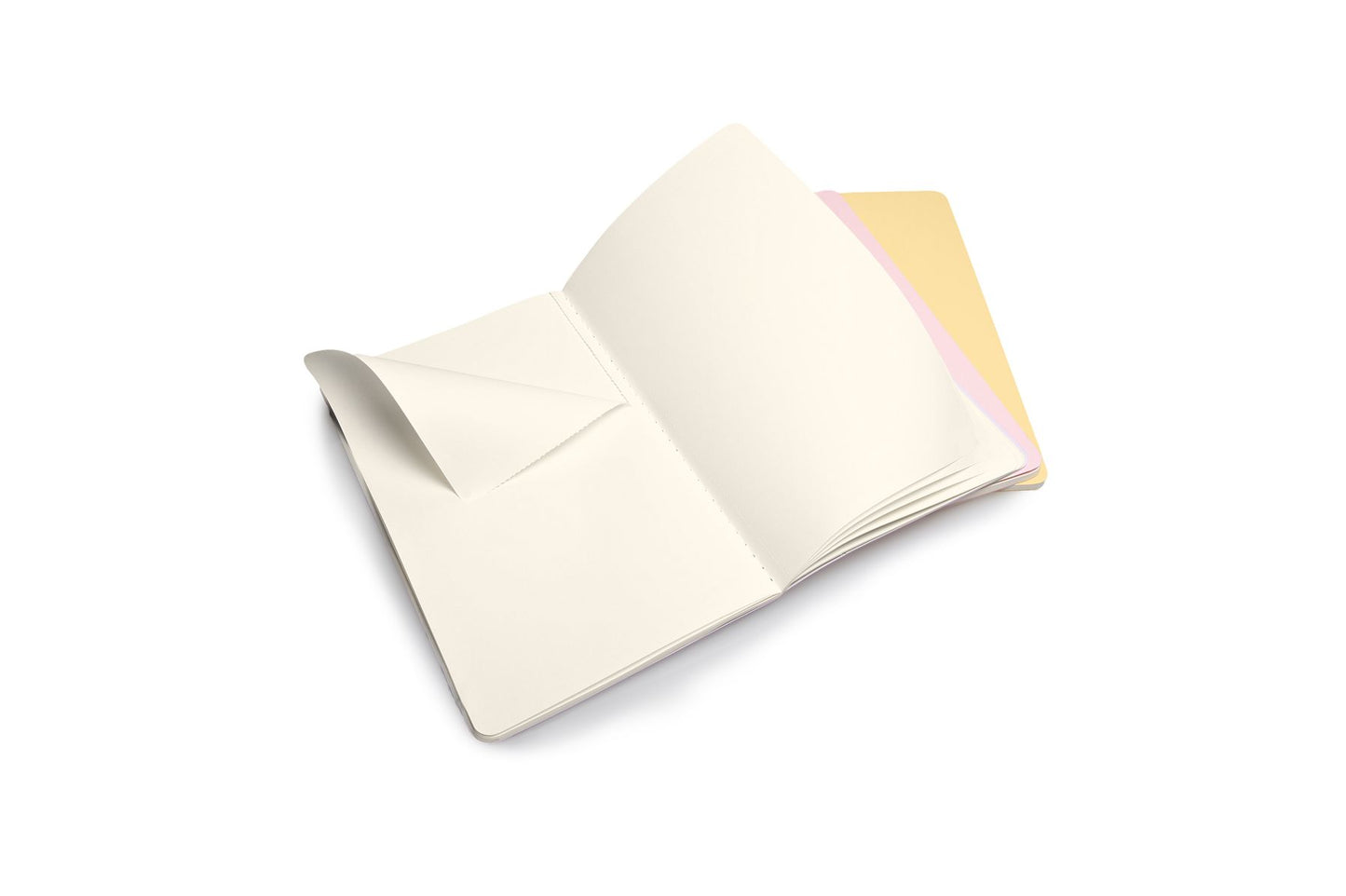Moleskine Cahier Journal (Set of 3), Large, Plain, Persian Lilac, Frangipane Yellow, Peach Blossom Pink, Soft Cover (5 x 8.25)