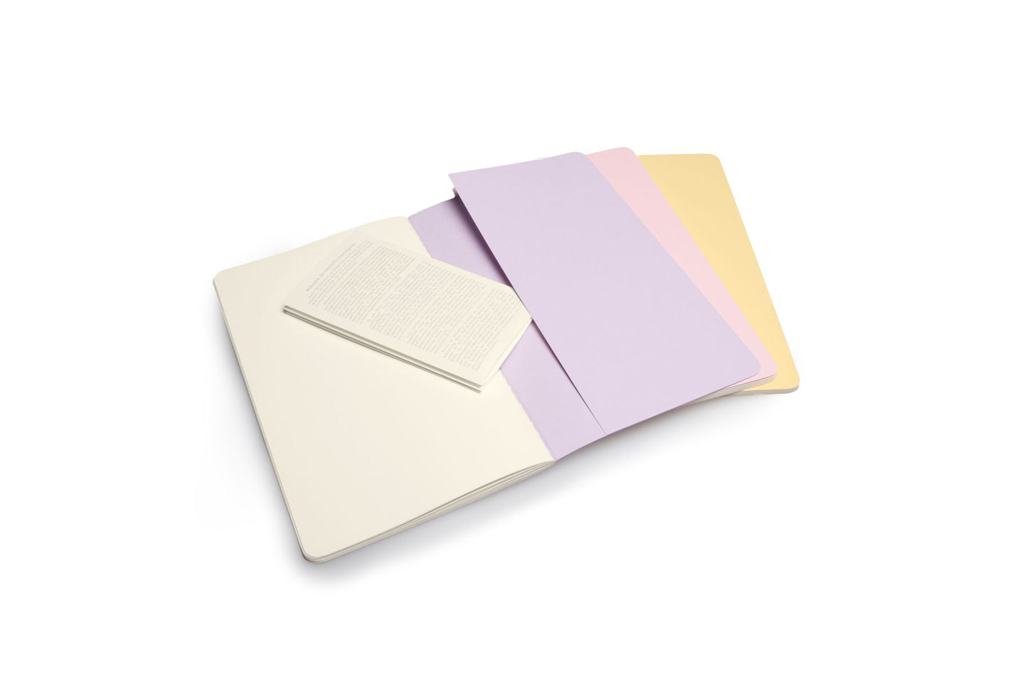 Moleskine Cahier Journal (Set of 3), Large, Plain, Persian Lilac, Frangipane Yellow, Peach Blossom Pink, Soft Cover (5 x 8.25)