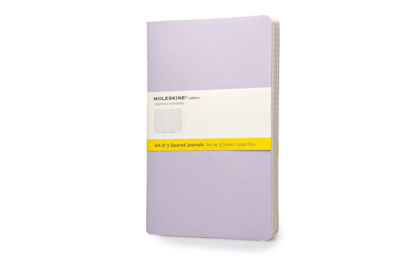 Moleskine Cahier Journal (Set of 3), Large, Squared, Persian Lilac, Frangipane Yellow, Peach Blossom Pink, Soft Cover (5 x 8.25)