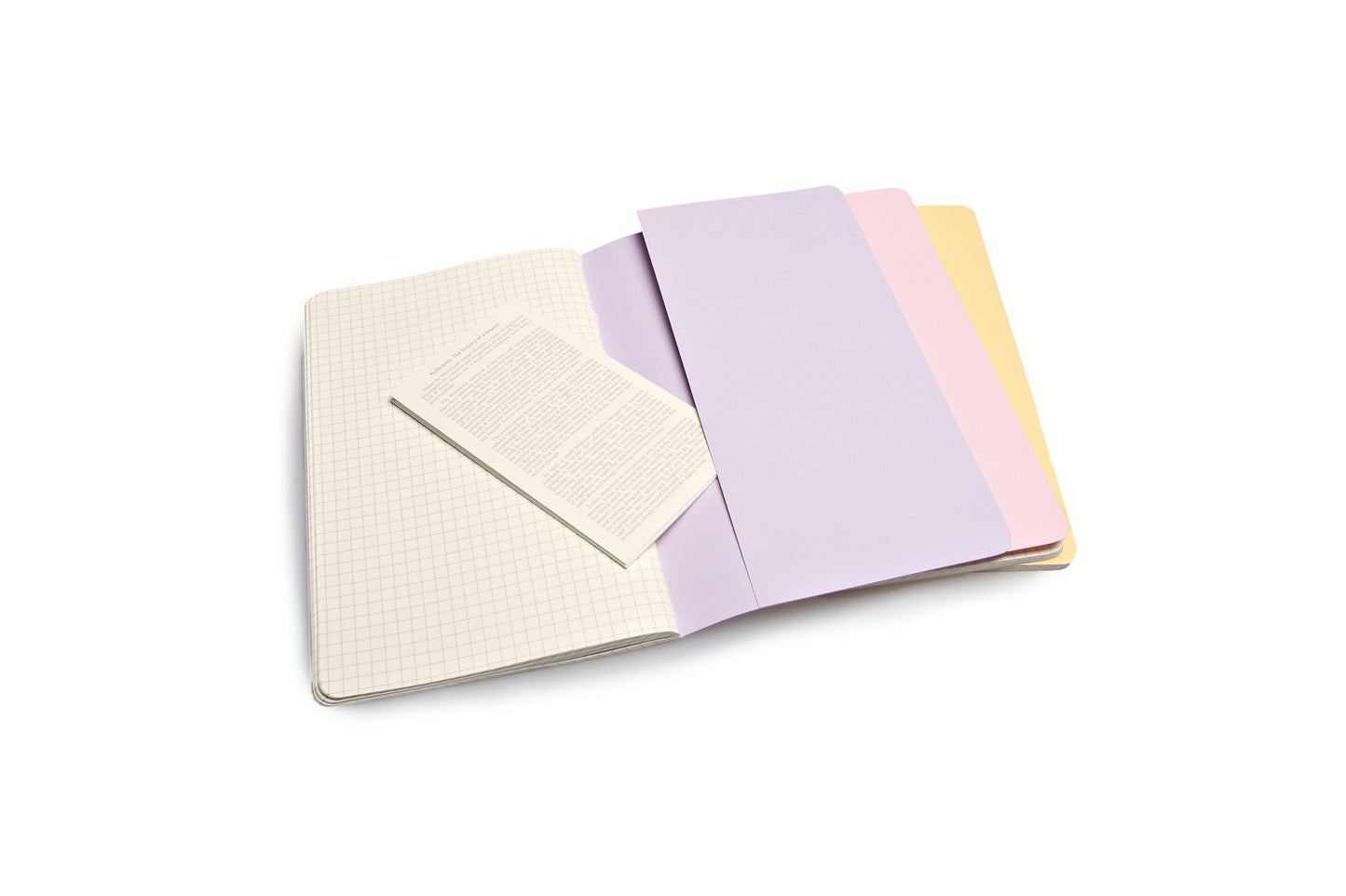 Moleskine Cahier Journal (Set of 3), Large, Squared, Persian Lilac, Frangipane Yellow, Peach Blossom Pink, Soft Cover (5 x 8.25)