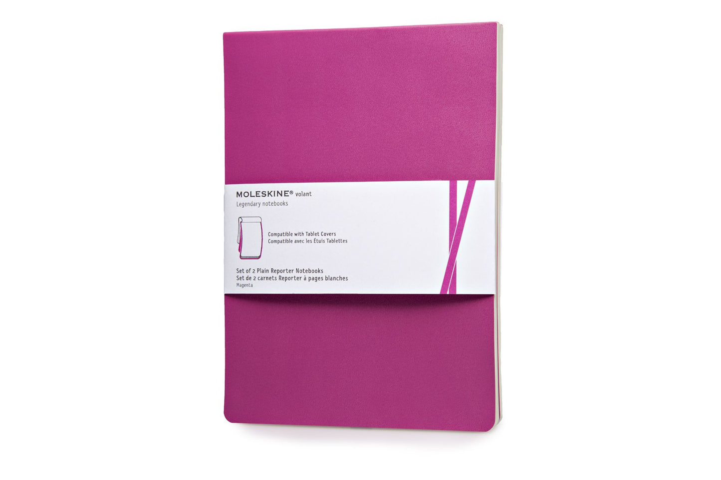Moleskine Volant Reporter Refill Notebook for iPad, Plain, (Set of 2), Magenta (7 X 9)