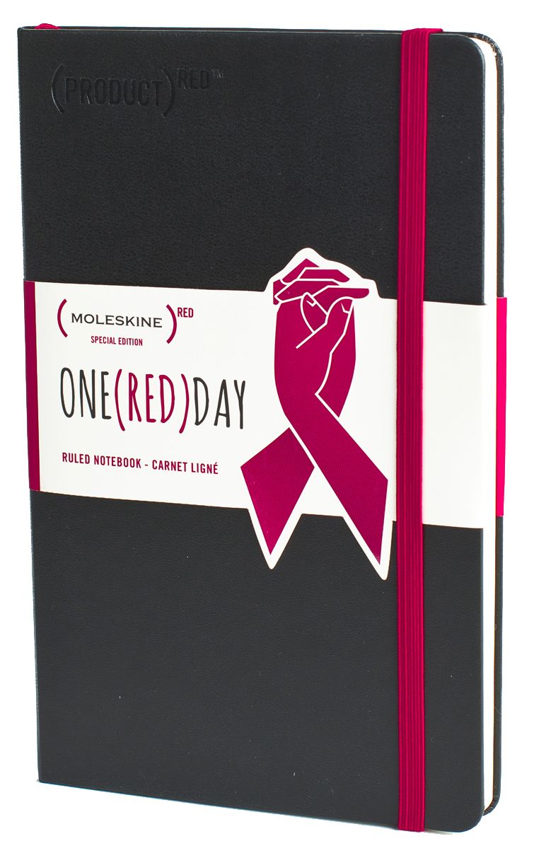 Moleskine PRODUCT (RED) Special Edition Notebook, Large, Ruled, Black, Hard Cover (5 x 8.25)