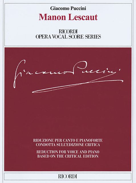 Manon Lescaut: Ricordi Opera Vocal Score Series