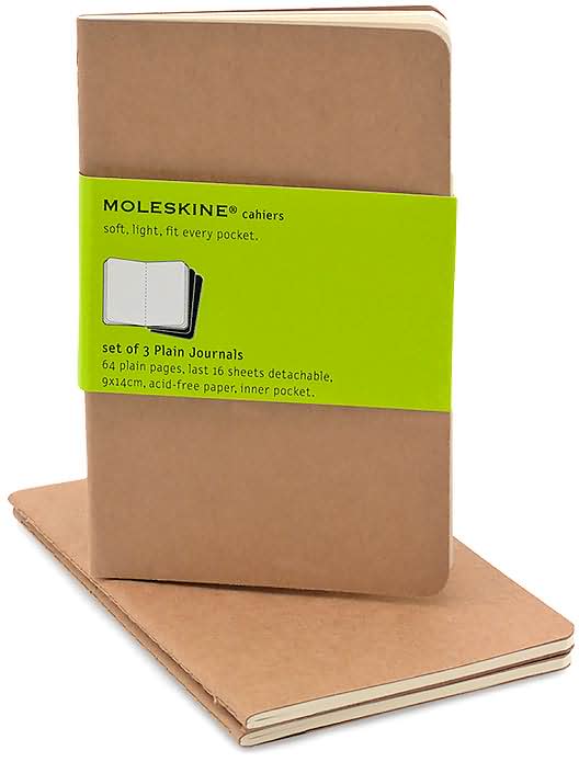 Moleskine Cahier Journal (Set of 3), Pocket, Plain, Kraft Brown, Soft Cover (3.5 x 5.5): set of 3 Plain Journals