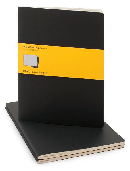 Moleskine Cahier Black Extra Large Squared Journal, Set of 3