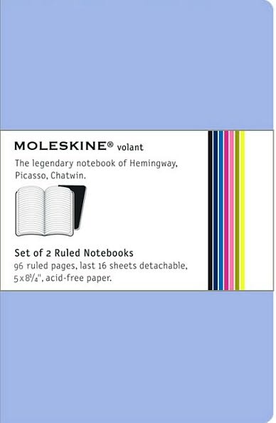 Moleskine Volant Large Ruled Notebook, Antwerp/Prussian Blue Set of 2