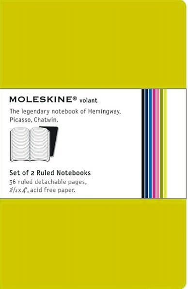 Green Moleskine Volant Ruled Pages 2.5" x 4"- Set of 2