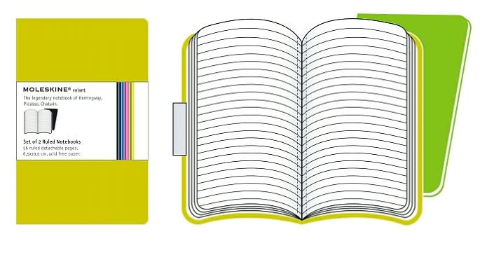 Green Moleskine Volant Ruled Pages 2.5" x 4"- Set of 2