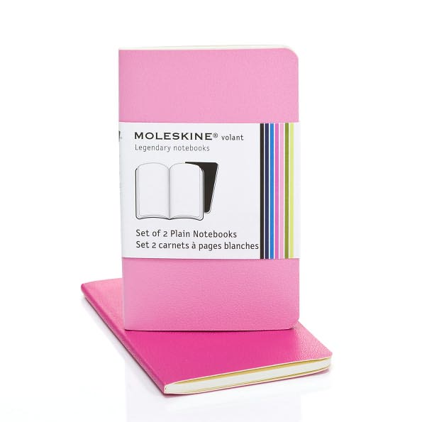 Moleskine Volant Notebook (Set of 2 ), Extra Small, Plain, Pink Magenta, Magenta, Soft Cover (2.5 x 4)