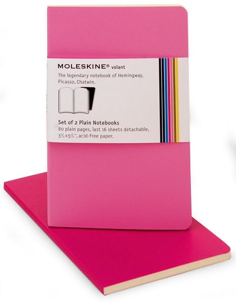 Moleskine Volant Notebook (Set of 2 ), Pocket, Plain, Pink Magenta, Magenta, Soft Cover (3.5 x 5.5)