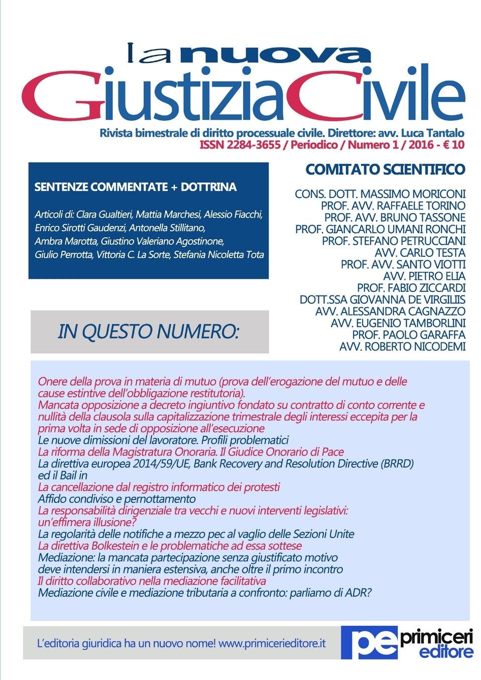 La Nuova Giustizia Civile (Numero 1, Anno 2016)