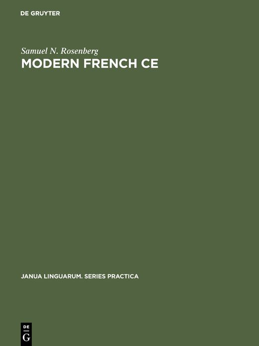 Modern French CE: The Neuter Pronoun in Adjectival Predication