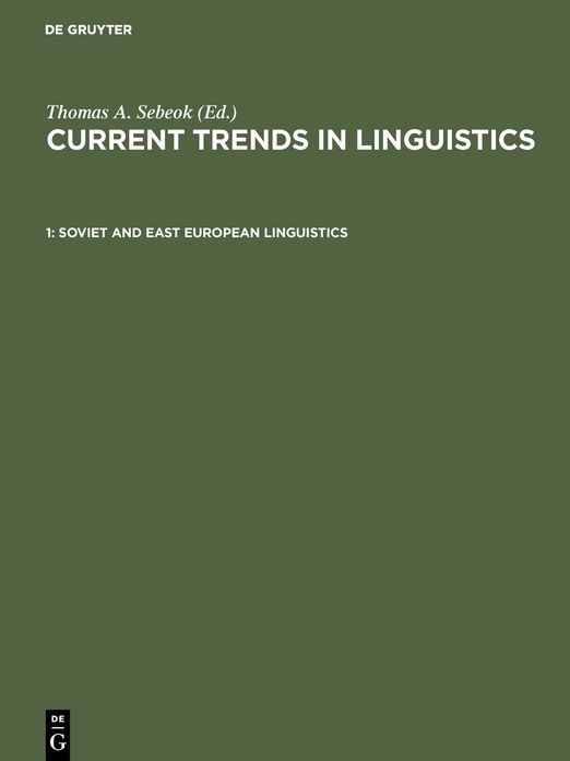 Soviet and East European Linguistics