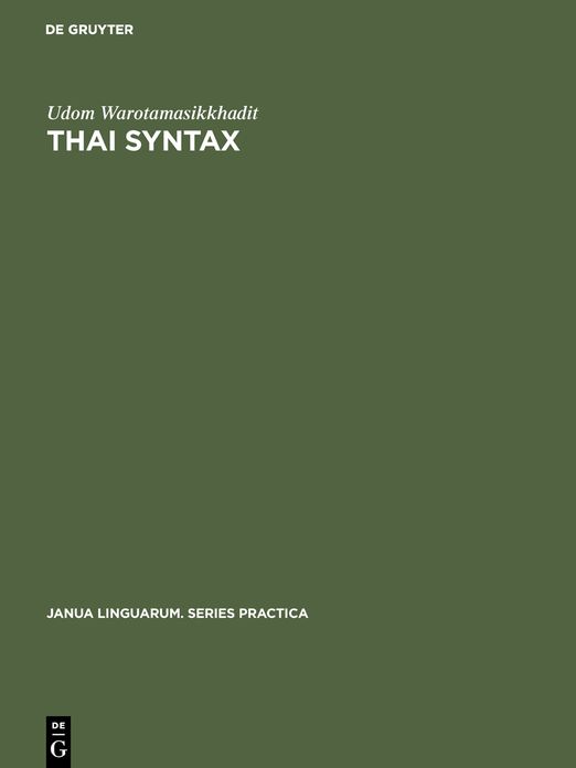 Thai Syntax an Outline