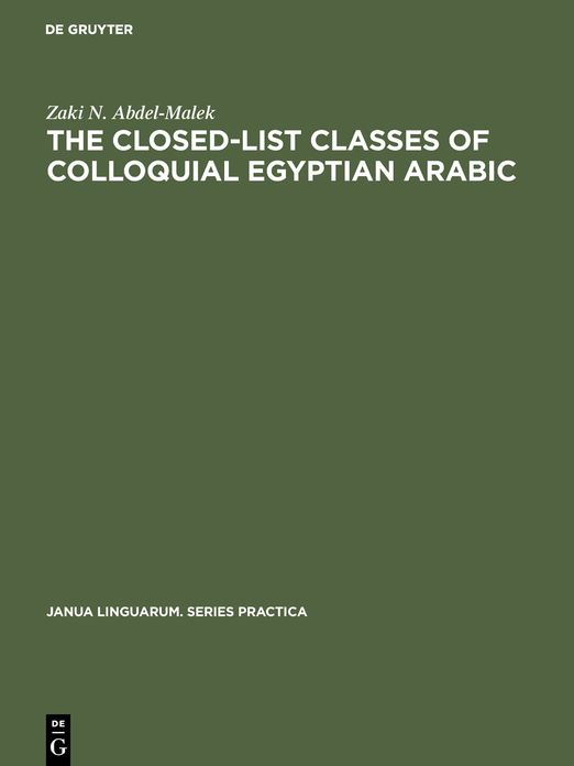 The Closed List Classes of Colloquial Egyptian Arabic