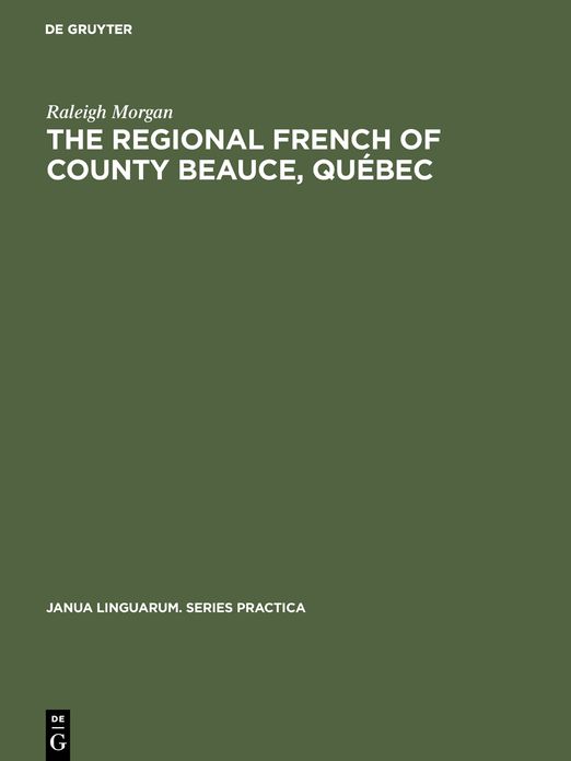 The Regional French of County Beauce, Quebec
