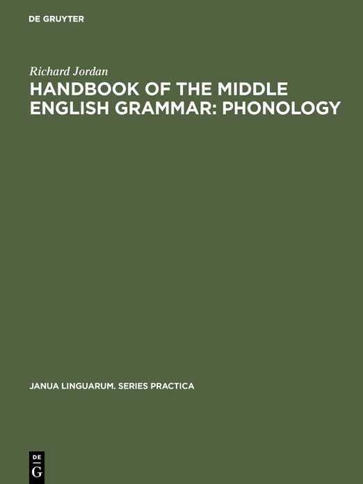 Handbook of Middle English Grammar: Phonology