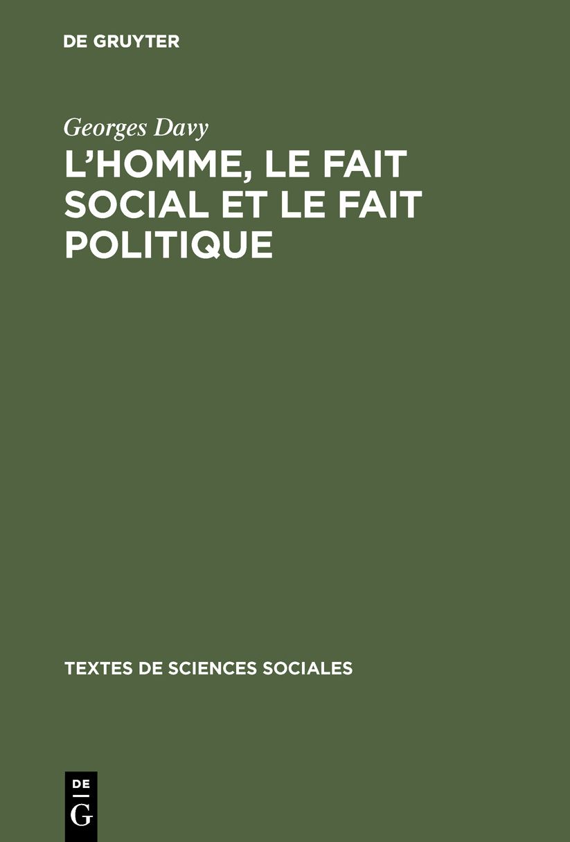 L'Homme,Le Fait Social Et Le Fait Politique
