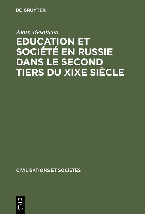 Education et societe en Russie dans le second tiers du XIXe siecle