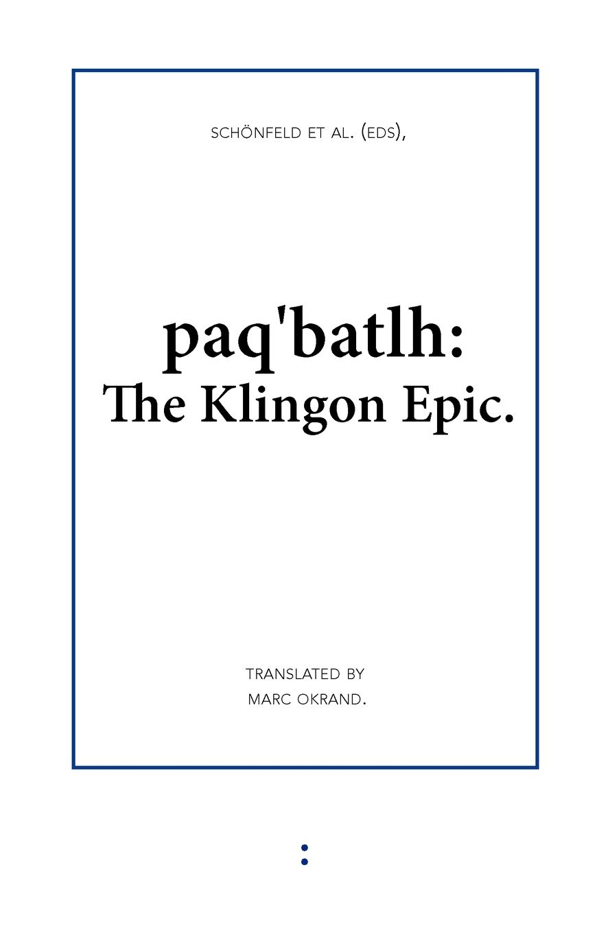 paq'batlh: The Klingon Epic