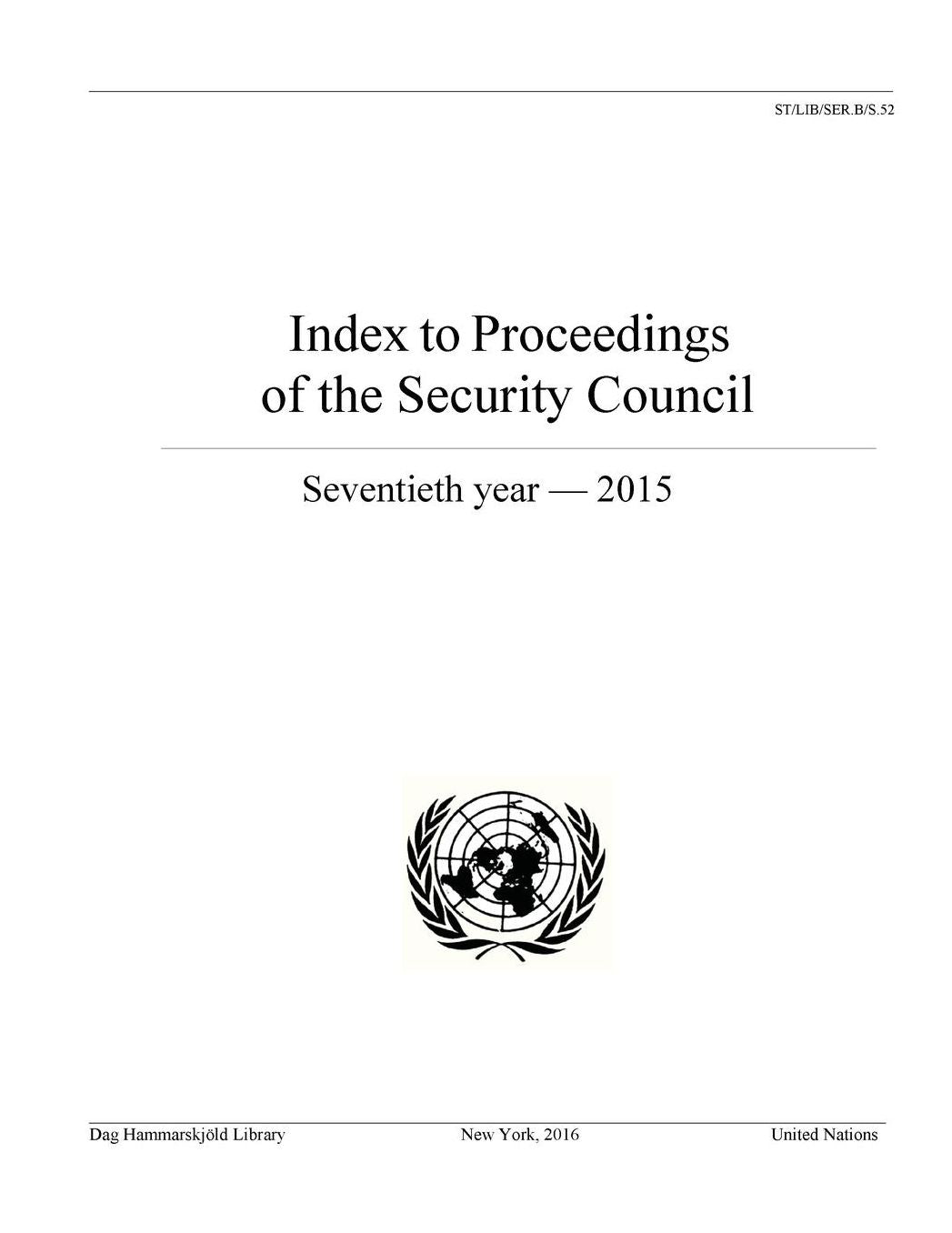 Index to Proceedings of the Security Council: 70th Year 2015