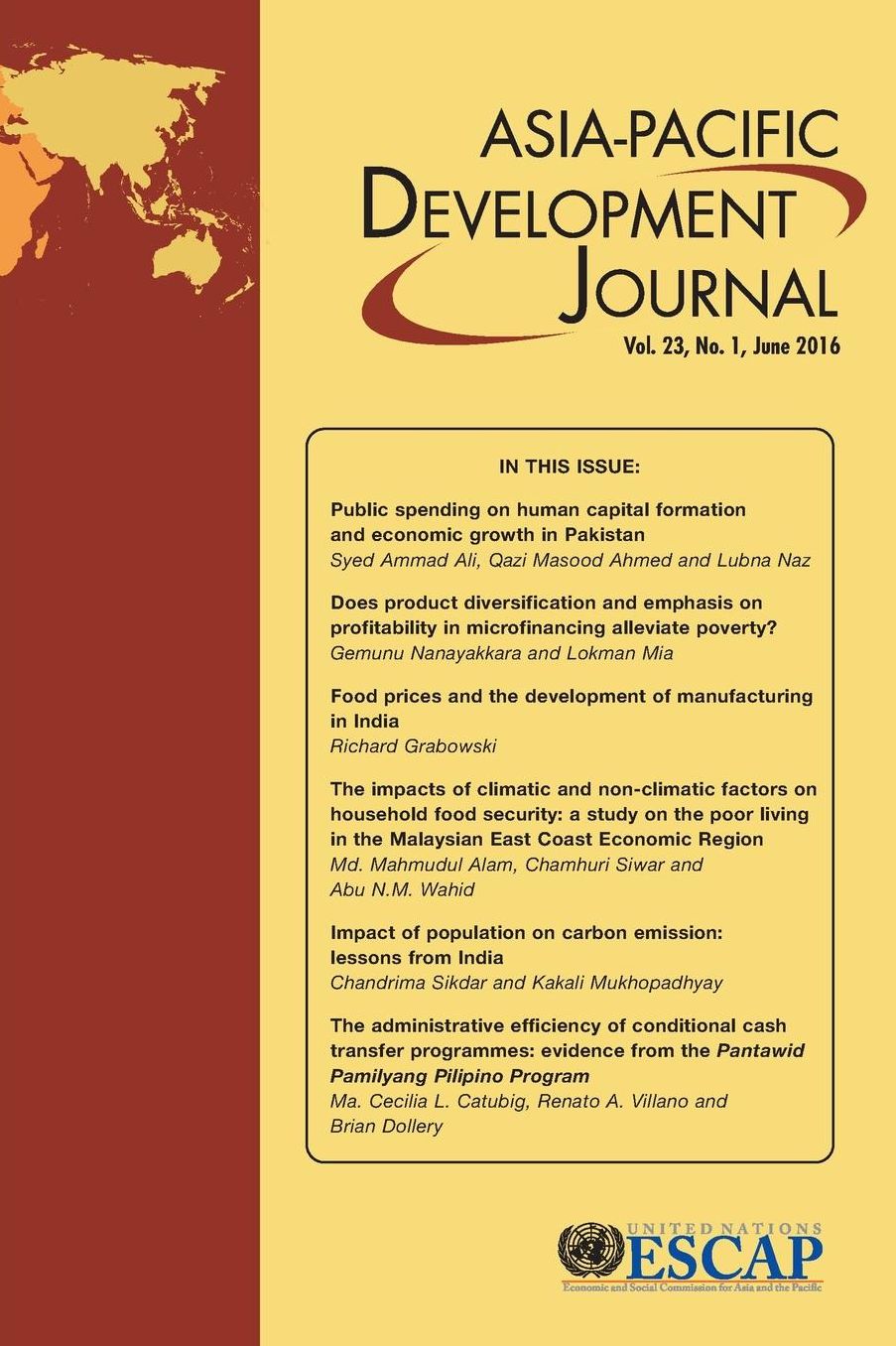 Asia-Pacific Development Journal, Vol. 23, No.1, June 2016